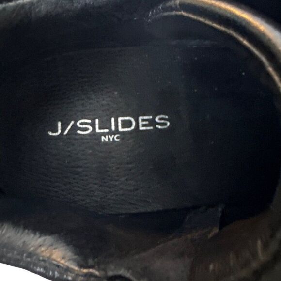 J/Slides NYC Womens Leather High-Top Sneakers Black With White Sole - Picture 6 of 8